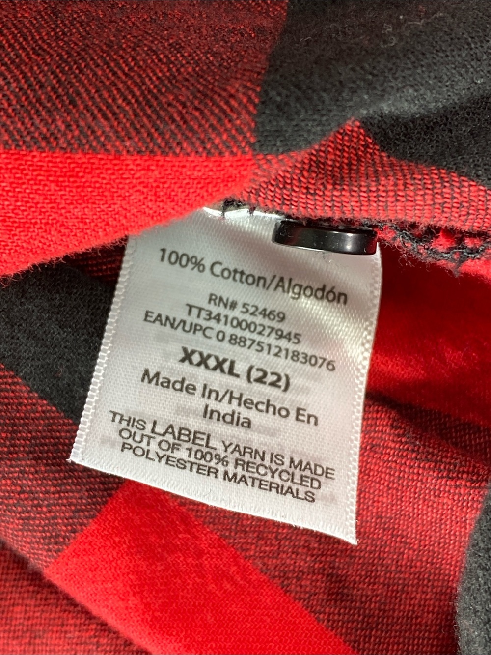 Women’s Red & Black Buffalo Plaid Button-Up Shirt XXXL - Picture 4 of 5